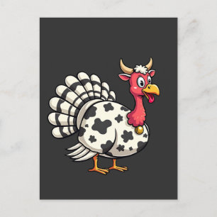 Erntedank Türkei Moo Cow Head Funny Fall Familie Postkarte