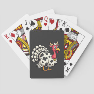 Erntedank Türkei Moo Cow Head Funny Fall Familie Spielkarten