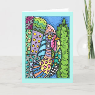 ERNTEDANK TÜRKEI, PATCHWORK FEATHERS, FOLK ART KARTE