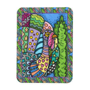 ERNTEDANK TÜRKEI, PATCHWORK FEATHERS, FOLK ART MAGNET