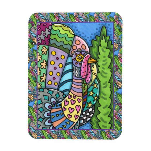 ERNTEDANK TÜRKEI, PATCHWORK FEATHERS, FOLK ART MAGNET (Vertikal)