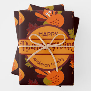 Erntedank Türkei Pumpkin Herbstleaves Geschenkpapier Set