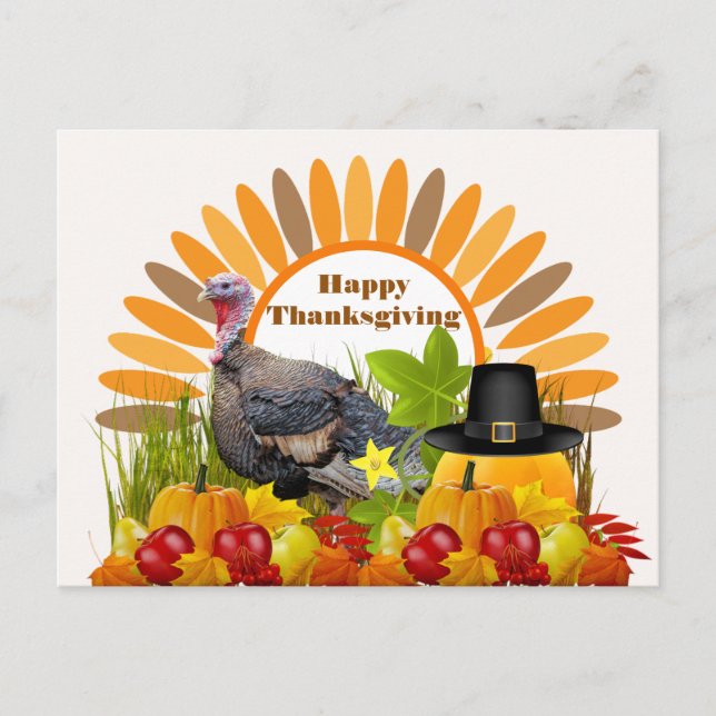 Erntedank Türkei, Pumpkins Holiday Postcard Postkarte (Vorderseite)