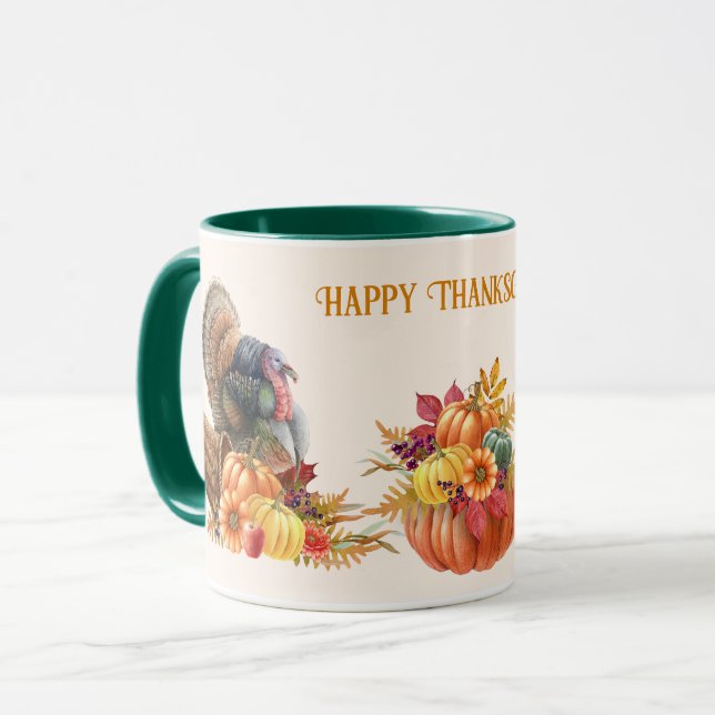 Erntedank Türkei Pumpkins Tasse (Vorderseite Links)