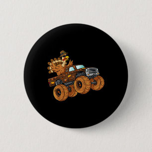 Erntedank Türkei Reiten Monster Truck Boys Kinder Button