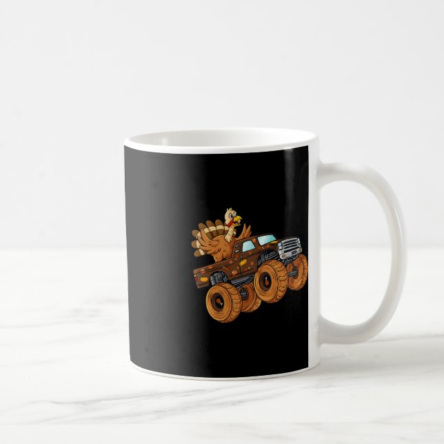 Erntedank Türkei Reiten Monster Truck Boys Kinder Kaffeetasse (Rechts)