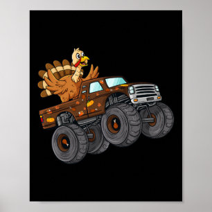 Erntedank Türkei Reiten Monster Truck Boys Kinder Poster