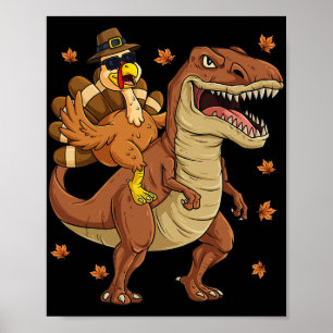 Erntedank Türkei Riding T Rex Dinosaur Kleinkind Poster