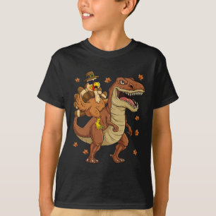 Erntedank Türkei Riding T Rex Dinosaur Kleinkind T-Shirt