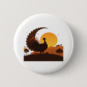 Erntedank Türkei Silhouette - Sunset Harvest Sc Button