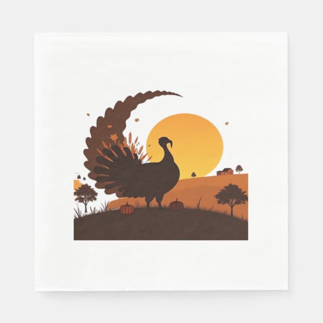 Erntedank Türkei Silhouette - Sunset Harvest Sc Serviette (Vorderseite)