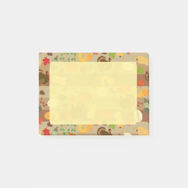 Erntedank Türkei Squash Autumn Harvest Pattern Post-it Klebezettel (Vorderseite)