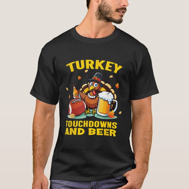 Erntedank Türkei Touchdowns und Bierfußball m T-Shirt (Vorderseite)
