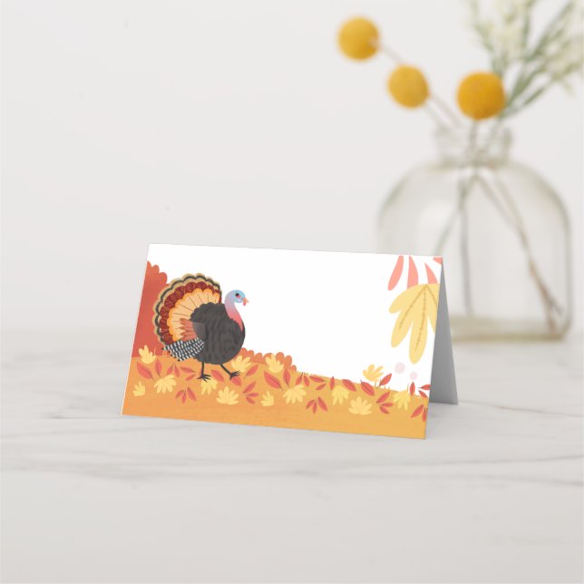 Erntedank Türkei und Herbstlaub Platzkarte (Vorderseite)