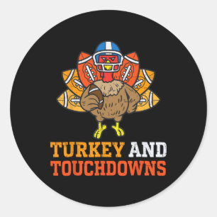 Erntedank Türkei und Touchdowns American Footba Runder Aufkleber