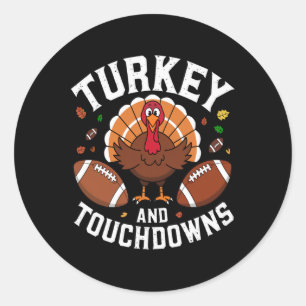 Erntedank Türkei und Touchdowns Fußball Design Runder Aufkleber
