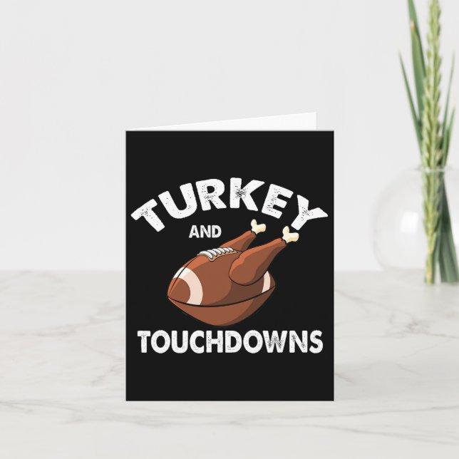 Erntedank Türkei und Touchdowns Fußball Männer Bo Karte (Vorderseite)