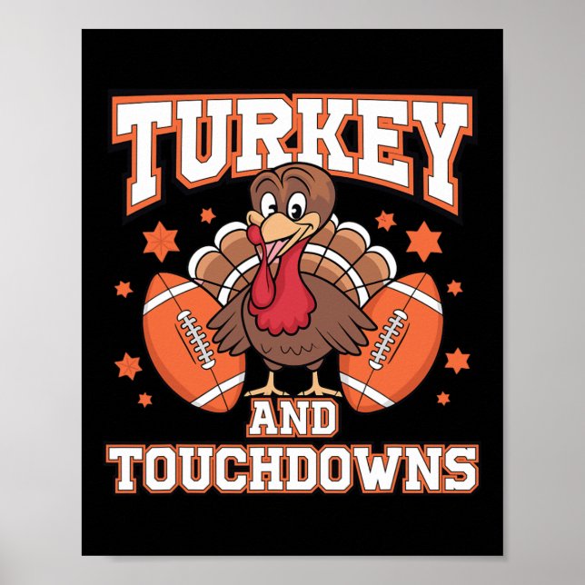 Erntedank Türkei und Touchdowns Fußball Männer Ki Poster (Vorne)