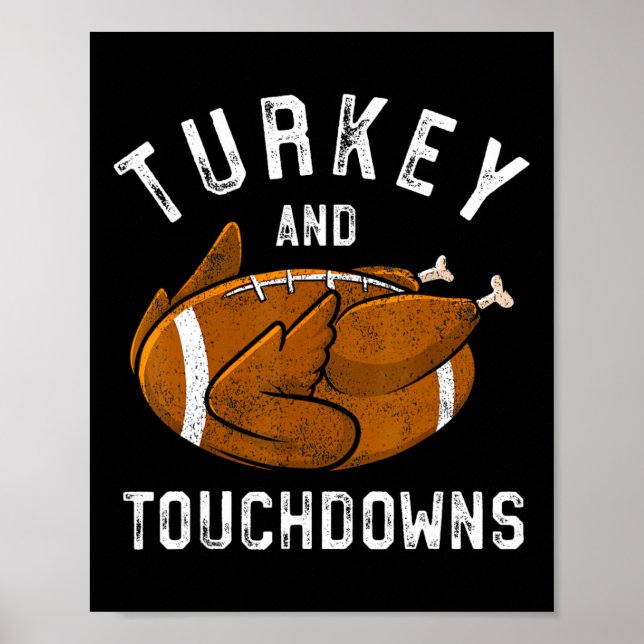 Erntedank Türkei und Touchdowns Fußball Männer Ki Poster (Vorne)