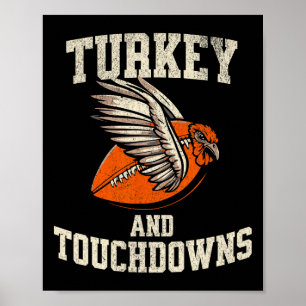 Erntedank Türkei und Touchdowns Fußball-T-Shirt Poster