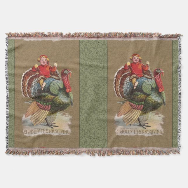 Erntedank Türkei Vintage Grüße Decke (Vorderseite)
