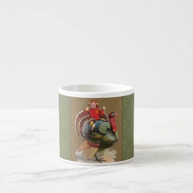 Erntedank Türkei Vintage Grüße Espressotasse (Vorderseite)