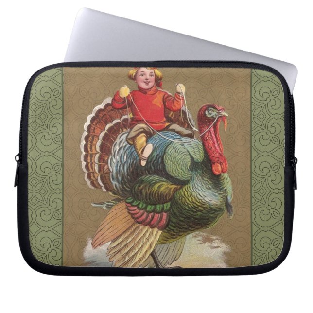 Erntedank Türkei Vintage Grüße Laptopschutzhülle (Vorderseite)