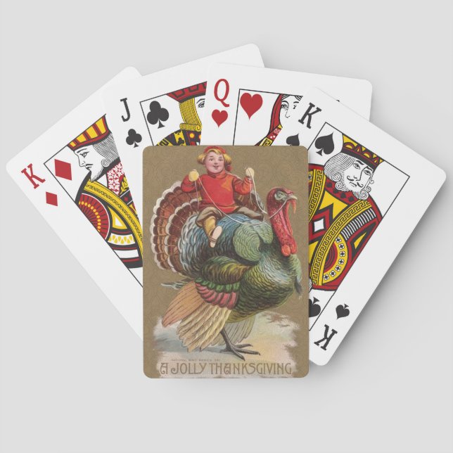 Erntedank Türkei Vintage Grüße Spielkarten (Rückseite)