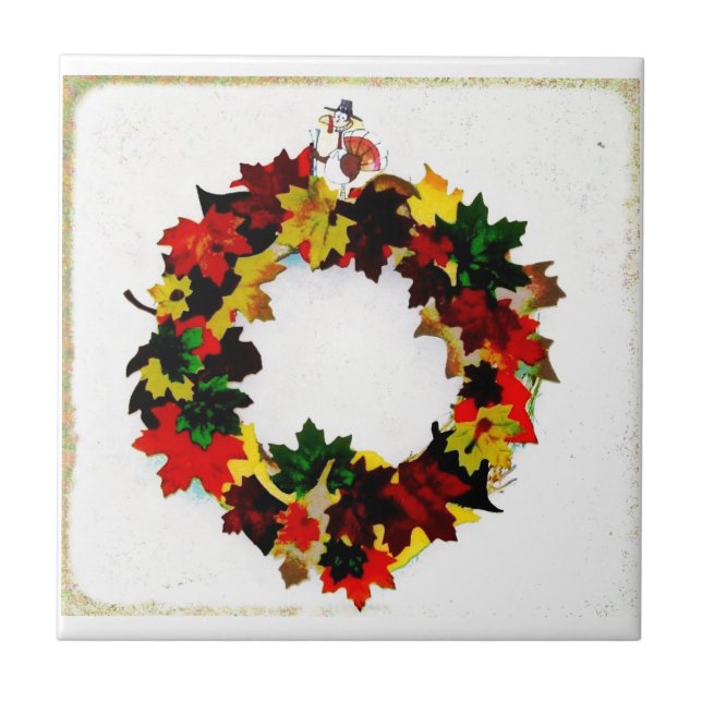 Erntedank Türkei Wreath Fliese (Vorderseite)