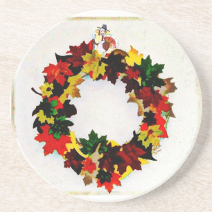 Erntedank Türkei Wreath Getränkeuntersetzer