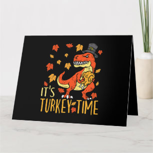 Erntedank Türkei Zeit Fall Leaf Dinosaurier 1 Karte