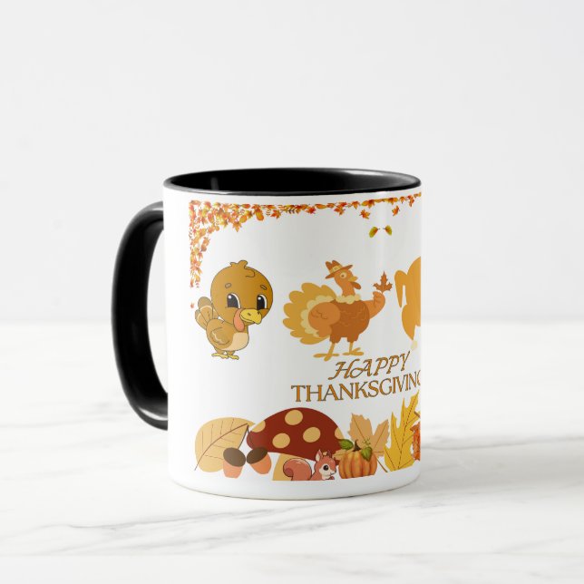Erntedank Türkei zum Abendessen Tasse (Vorderseite Links)