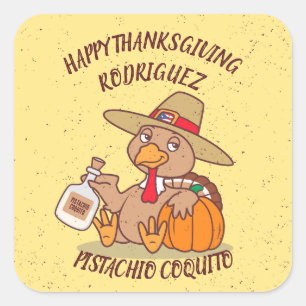 Erntedank Turkey Coquito Quadratischer Aufkleber