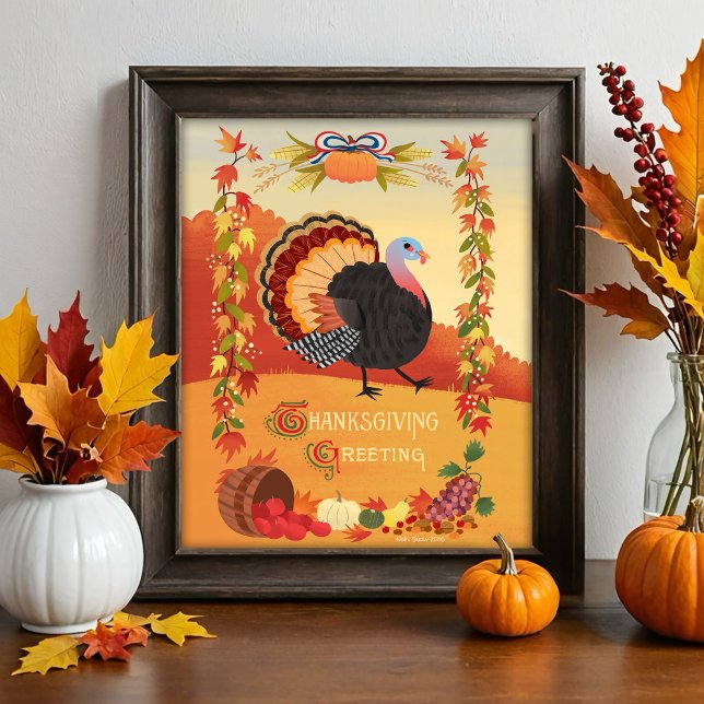 Erntedank Turkey Fall Harvest Art Print Poster (Von Creator hochgeladen)