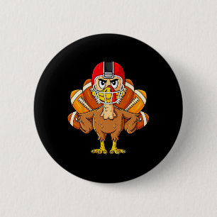 Erntedank Turkey Football Player Fun Boys Girls Button