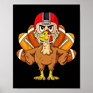Erntedank Turkey Football Player Fun Boys Girls Poster