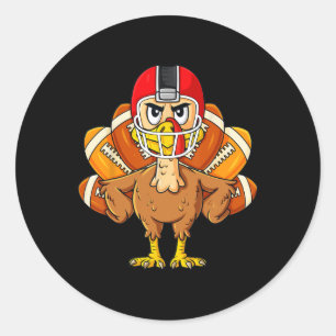 Erntedank Turkey Football Player Fun Boys Girls Runder Aufkleber