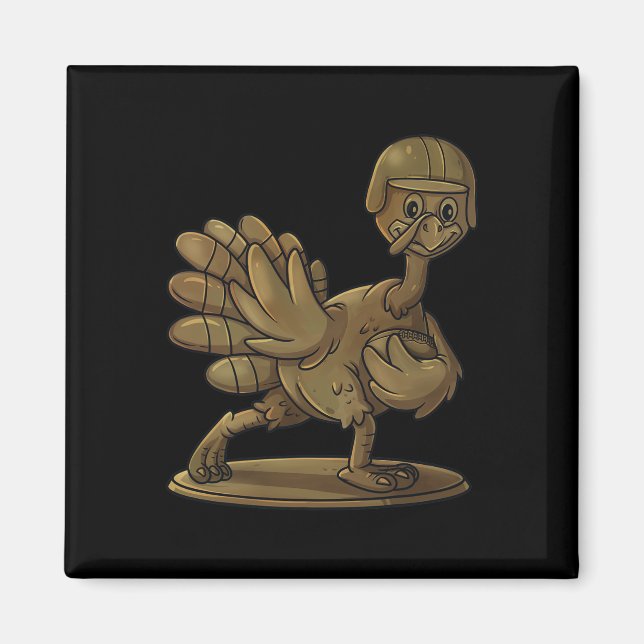 Erntedank Turkey Football Player Trophy Award Magnet (Vorne)