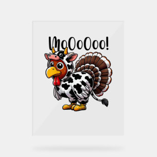 Erntedank Turkey Moo Cow Head Funny Fall Männer Wo Acrylschild