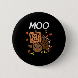 Erntedank Turkey Moo Cow Head Funny Fall Männer Wo Button