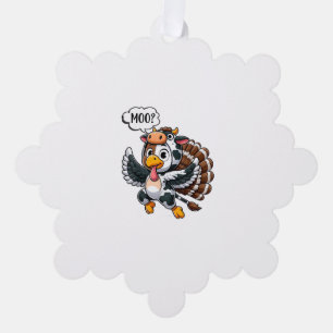 Erntedank Turkey Moo Cow Head Funny Fall Männer Wo Ornament Karte