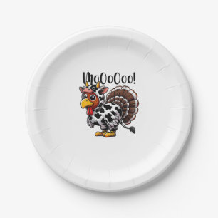 Erntedank Turkey Moo Cow Head Funny Fall Männer Wo Pappteller