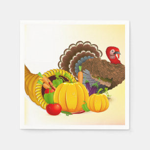 Erntedank Turkey Napkin/Standard White Cocktail Serviette
