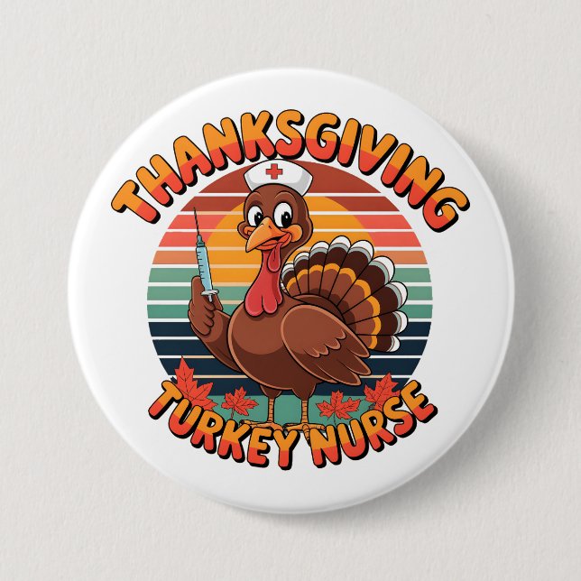 Erntedank Turkey Nurse Button (Vorderseite)