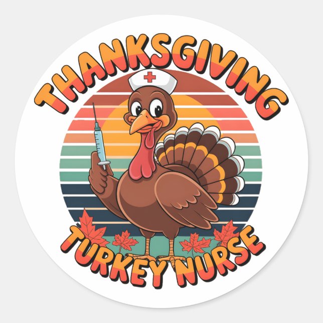 Erntedank Turkey Nurse Runder Aufkleber (Vorderseite)