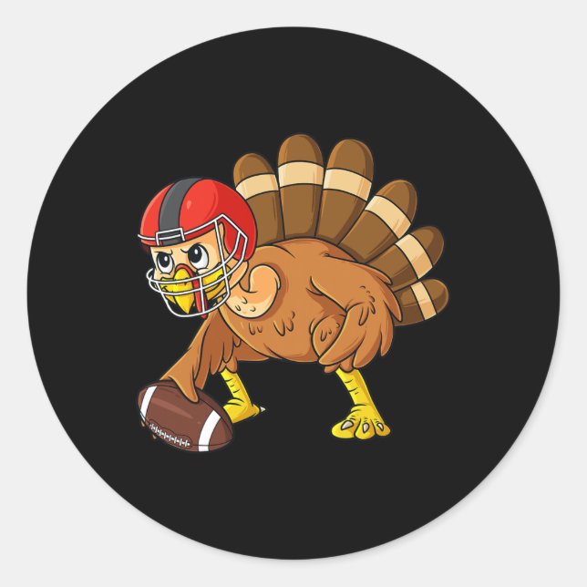 Erntedank Turkey Offensive Center Football Boys Runder Aufkleber (Vorderseite)