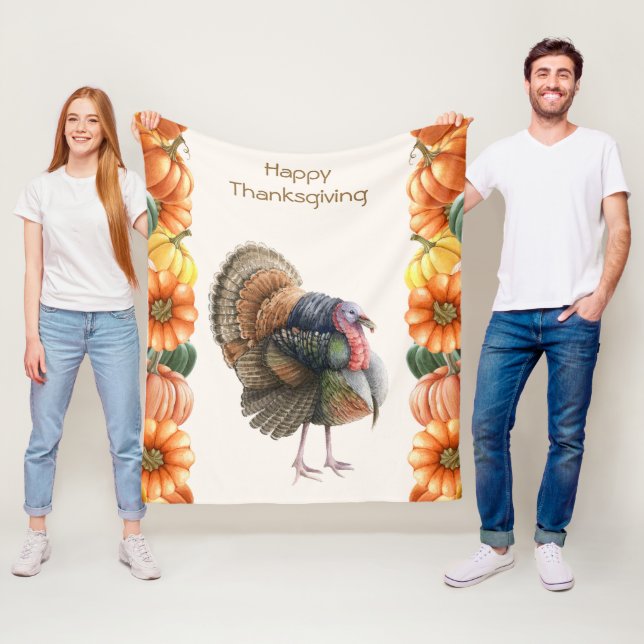 Erntedank Turkey Pumpkins Fleece Blanket (Beispiel)