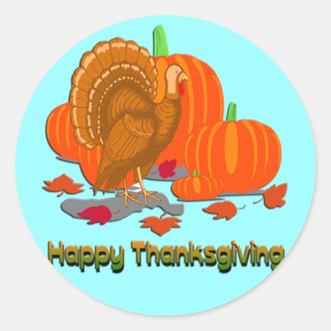 Erntedank Turkey Pumpkins Runder Aufkleber (Vorderseite)