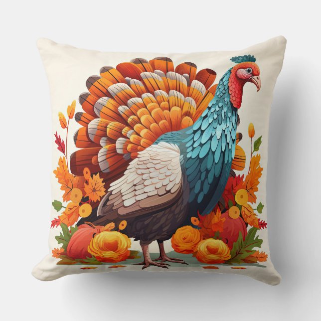 Erntedank Turkey Throw Kissen (Vorderseite)