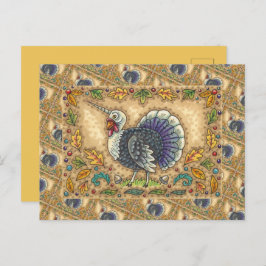 ERNTEDANK TÜRKEY UNICORN, WHIMSICAL FANTASY, FEIERTAGSPOSTKARTE